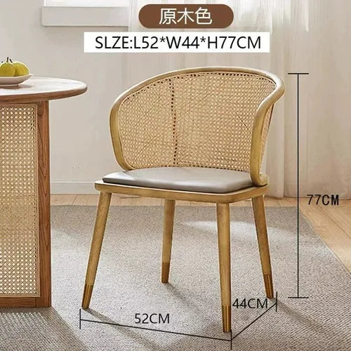 Vintage Rotin Dining Chair Rattan Wood Hotel Nordic Occasional Modern Chair Design Relax Chaises Salle Manger Kitchen Furniture
