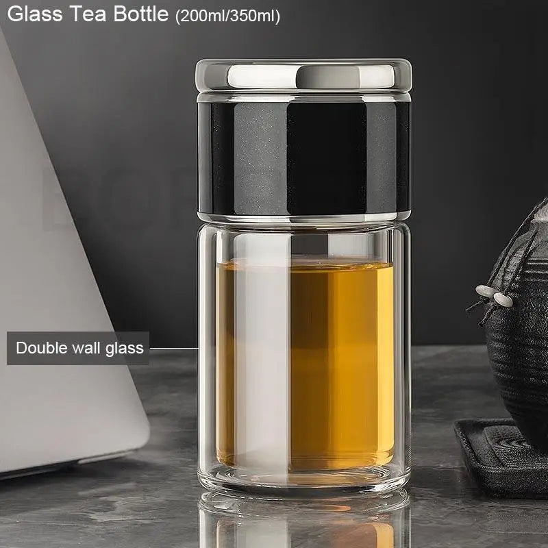 BORREY Double Glass Tea Infuser Bottle