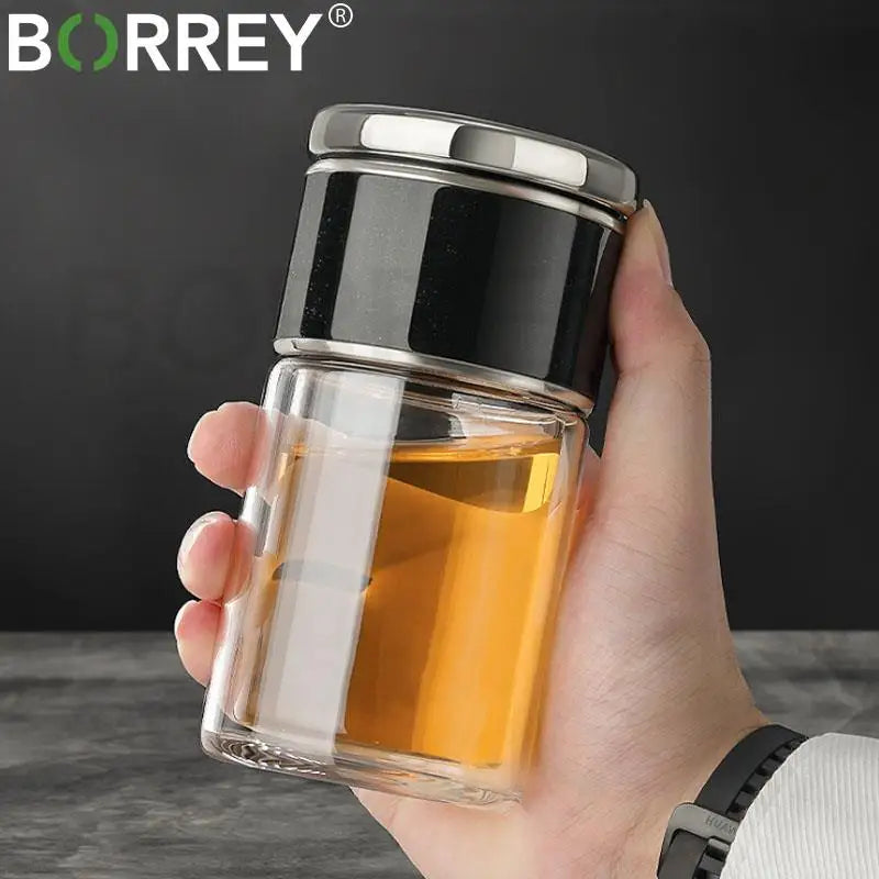 BORREY Double Glass Tea Infuser Bottle
