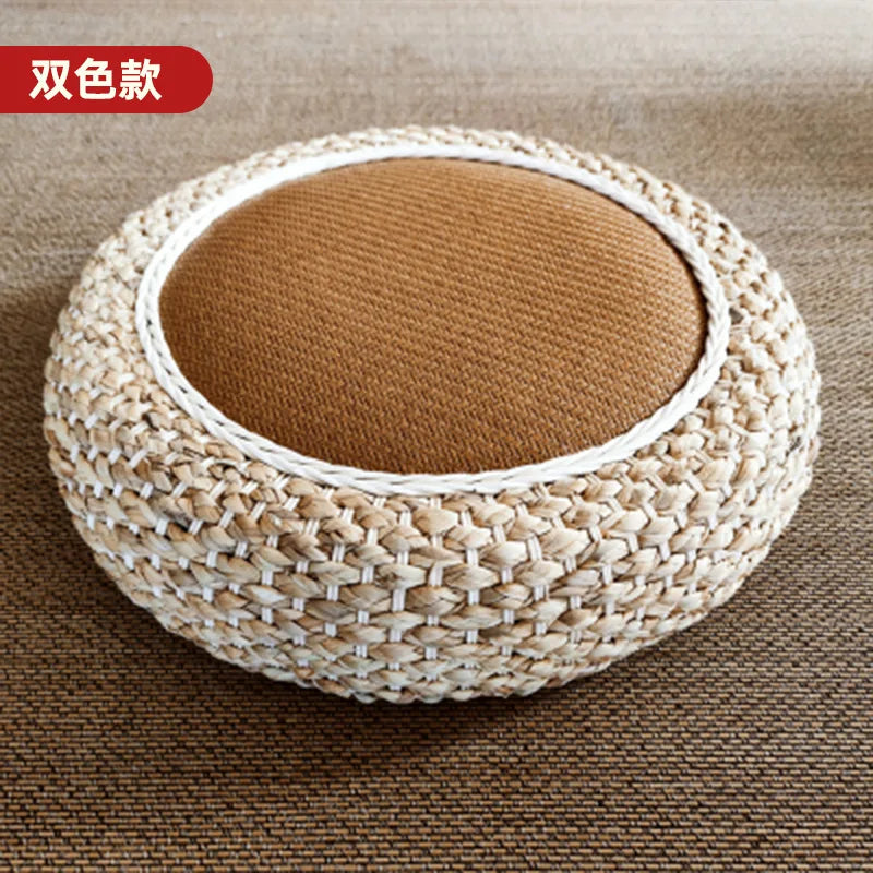 Natural Weave Straw Pouf Tatami Cushion