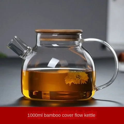 Teapot Bamboo & Glass 1L