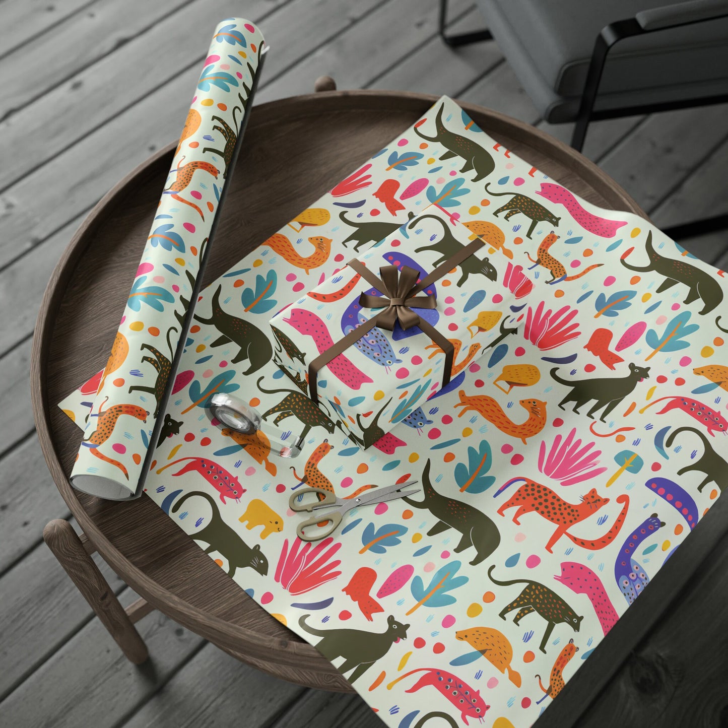 Happy Jungle Wrap Wrapping Paper •  Fine-Art  Premium Quality Gift Wrap • Matte or Glossy Finish Options • High-Definition boho Print