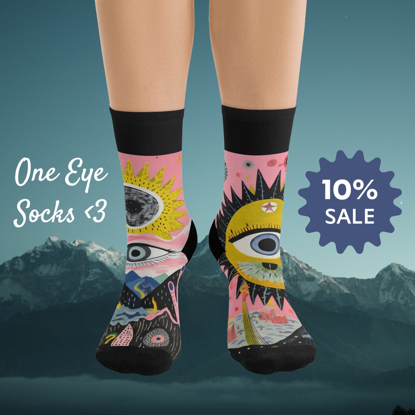 Psychedelic Art Socks • Recycled Poly Socks • One-Size-Fits-Most • Illumivers Art Socks • Outdoor Socks • Christmas Socks • Cute Winter Gift