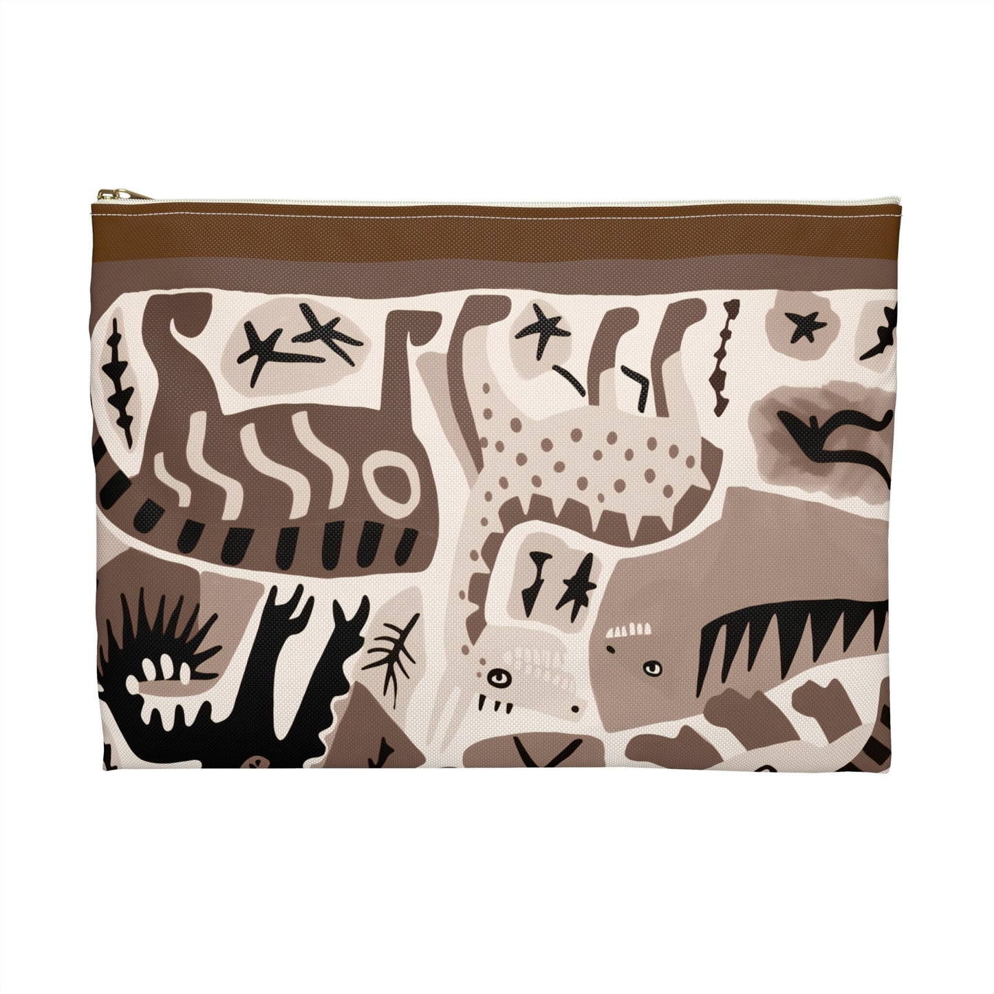 Pouch Dinosaur-Themed for All-Purpose Use • Fun Dino Print Flat Pouch • Versatile Zippered Case • Durable Polyester Multi-Size Pouch